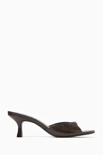 Brynn 67 Mules in Snake-embossed Leather