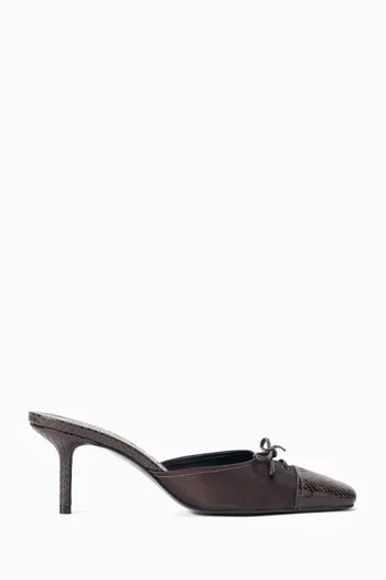 Faye 67 Mules in Satin & Python-embossed Leather