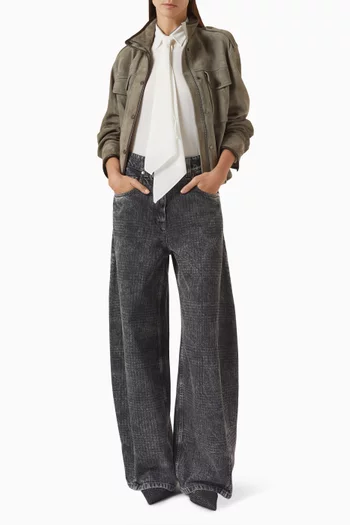 Prince of Wales Wide-leg Pants in Denim