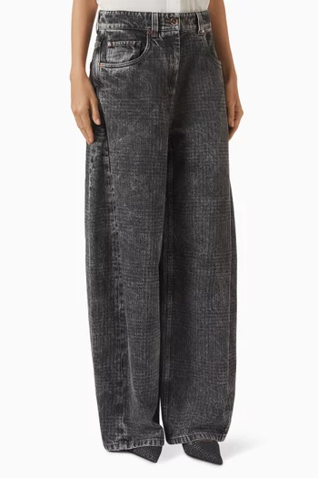 Prince of Wales Wide-leg Pants in Denim