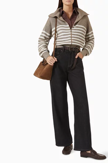 Shiny Collar Shirt in Stretch Cotton-poplin