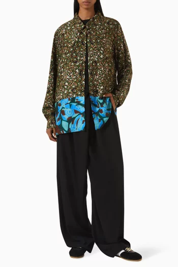 Printed Shirt in Satin-viscose