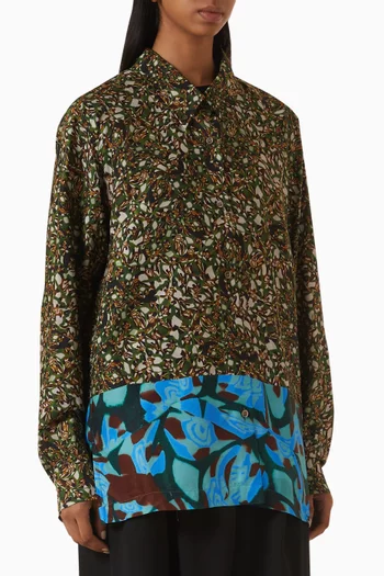 Printed Shirt in Satin-viscose