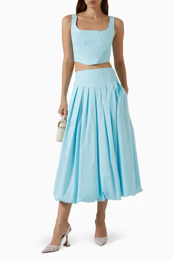 Winsor Bubble Midi Skirt in Cotton