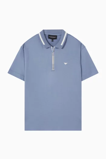 Half-Zip Embroidered Logo Polo Shirt