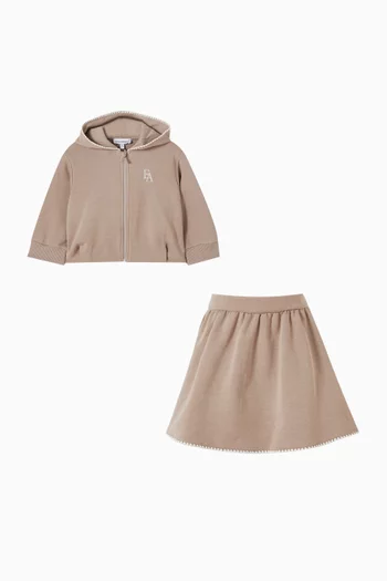 Hooded Sweatshirt & Skirt Set