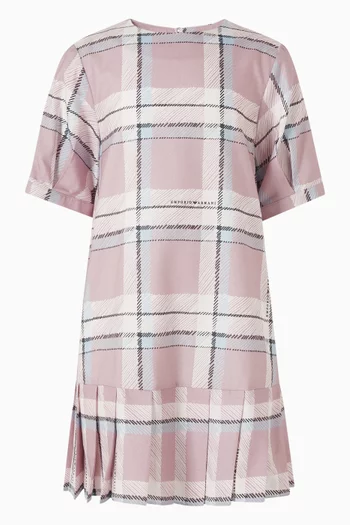 Printed Plaid Dress in Cotton-blend