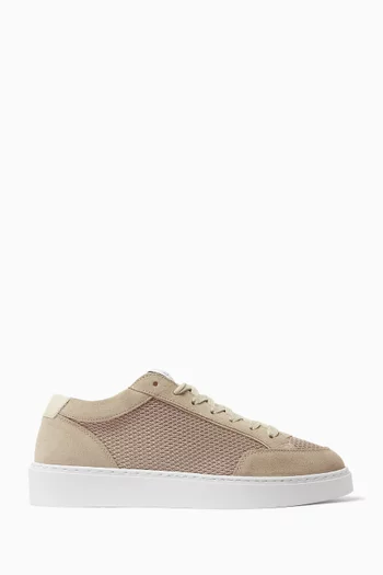 Luxor Woven Sneakers in Raffia & Suede