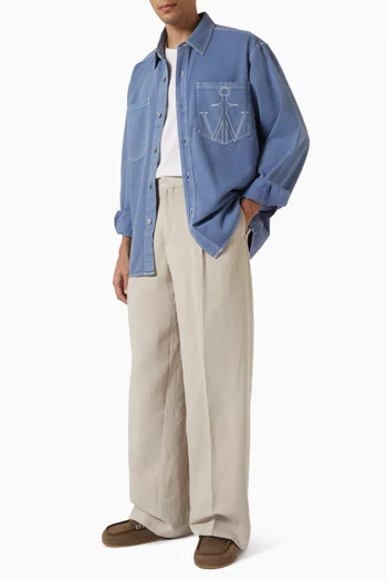 Oversized Embroidered Shirt in Denim