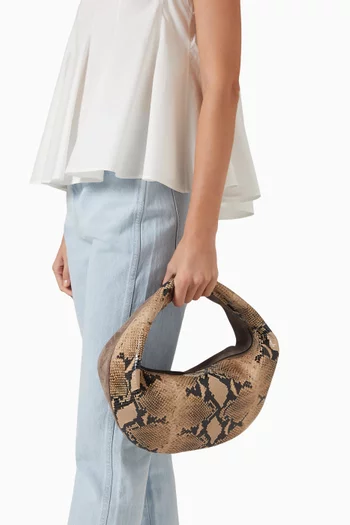 Medium Olivia Hobo Bag in Suede & Python-embossed Leather
