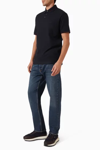 Embroidered Logo Polo Shirt in Piqué