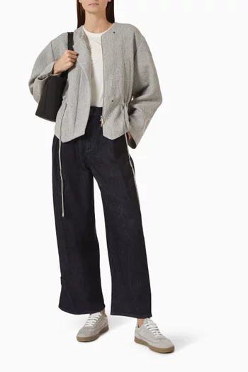 Hooded Blouson Jacket in Seersucker Wool