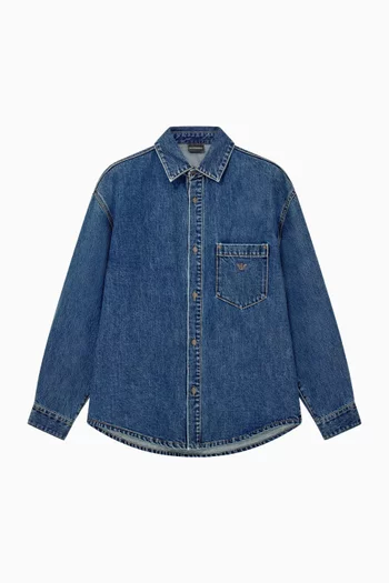 Denim-effect Shirt in Cotton