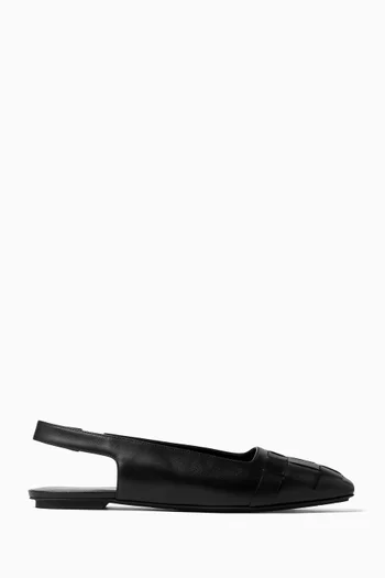 Slingback Ballerina Flats in Woven Leather