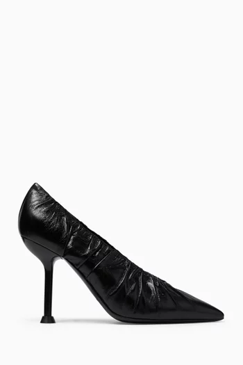 Ruched Pointed-toe Pumps in Leather