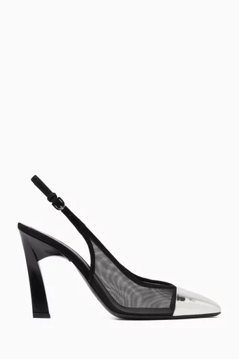 Mirror-toe Slingback Pumps In Mesh