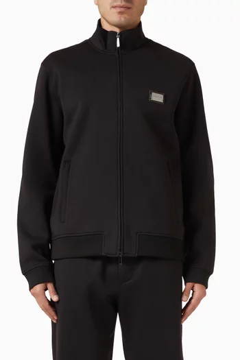 Logo Plaque Zip Sweatshirt in Modal Fleece