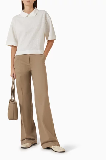 Wide-leg Pants in Brushed Stretch Cotton