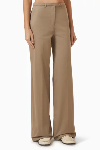Wide-leg Pants in Brushed Stretch Cotton