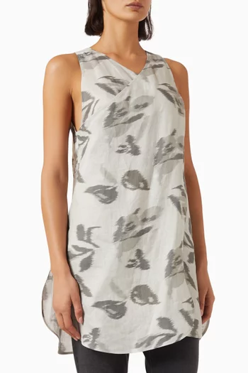 Floral-print Top in Linen