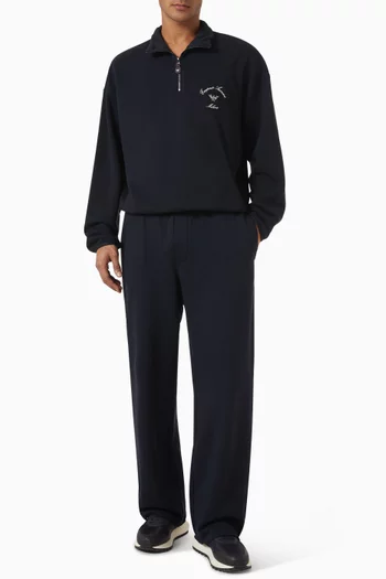Drawstring Wide-leg Pants in Cotton-terry