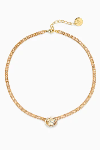Vintage Style Crystal Tennis Necklace in 18kt Gold-plated Brass