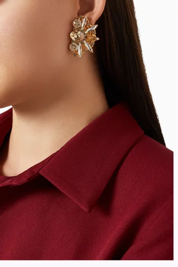 Fan Crystal Stud Earrings in 18kt Gold-plated Brass