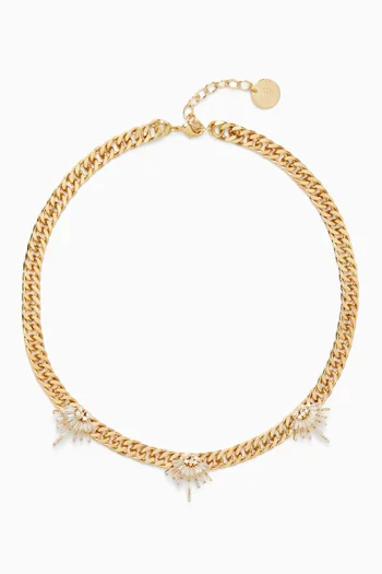 Chunky Chain Crystal Necklace in 18kt Gold-plated Brass