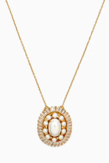 Gem Cluster Pendant Necklace in 18kt Gold-plated Brass