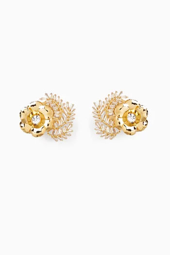 Flower Stud Earrings in 18kt Gold-plated Brass