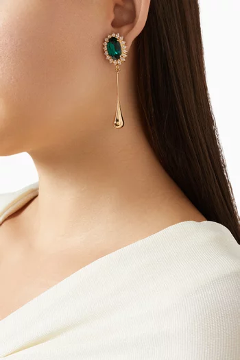 Crystal Drop Earrings in 18kt Gold-plated Brass