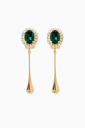 Crystal Drop Earrings in 18kt Gold-plated Brass