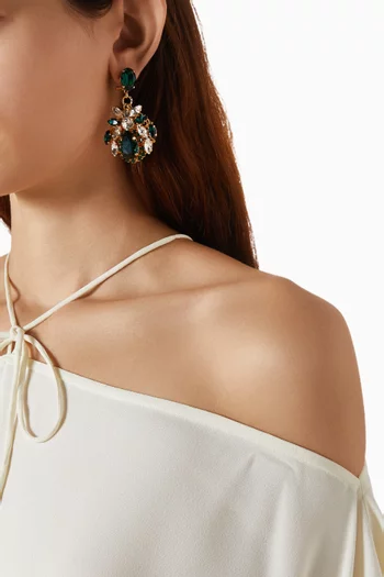 Crystal Drop Earrings in 18kt Gold-plated Brass