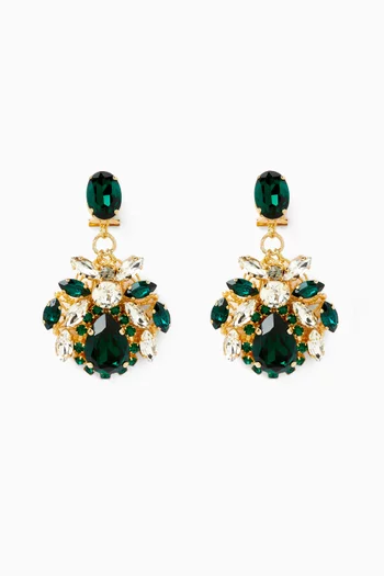 Crystal Drop Earrings in 18kt Gold-plated Brass