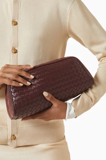 Large Nodo Pouch in Intrecciato Suede Leather