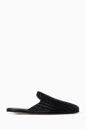 Palazzo Slippers in Intrecciato Leather