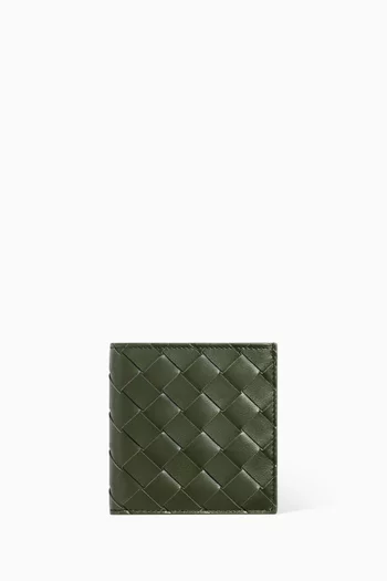 Bi-fold Wallet in Intrecciato Leather