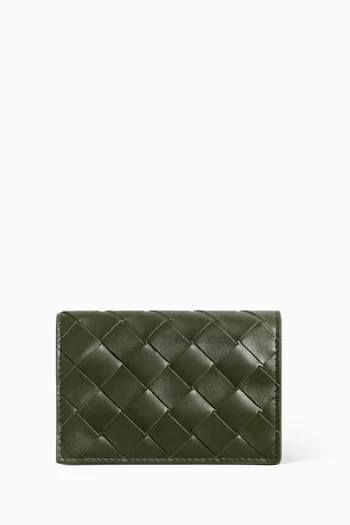 Business Card Case in Intrecciato Leather