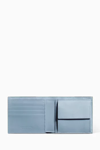 Bi-fold Coin Purse Wallet in Intrecciato Leather