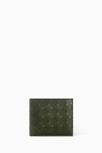 Bi-fold Coin Purse Wallet in Intrecciato Leather