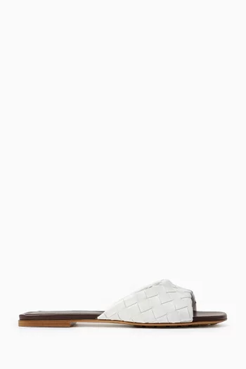 Livia Flat Mules in Intrecciato Leather