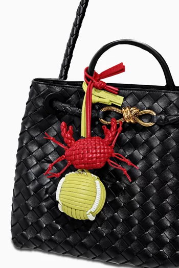 Crab Charm in Intrecciato Leather