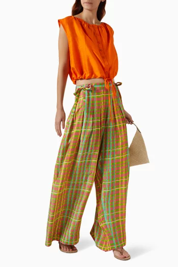 Banyan Pleated Snap Pants in Silk Habotai