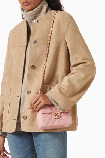 2000s Mini Square Flap Bag in Lambskin Leather