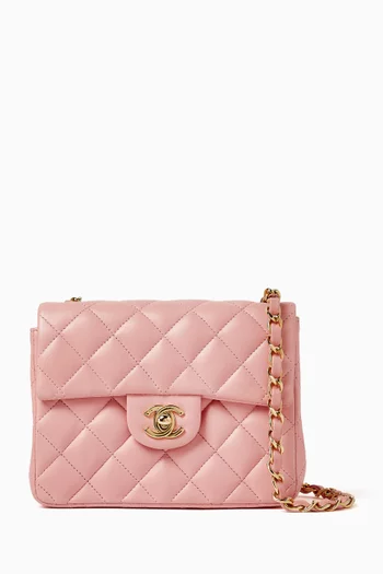 2000s Mini Square Flap Bag in Lambskin Leather