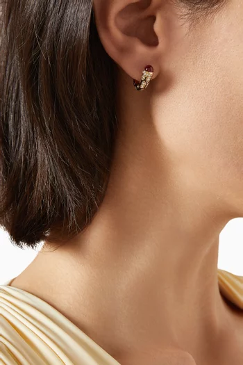 Mushabbak Diamond & Ruby Hoop Earrings in 18kt Gold