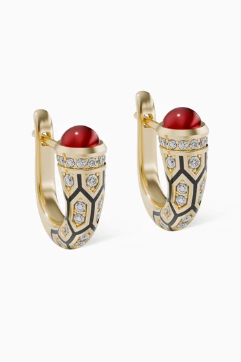 Mushabbak Diamond & Ruby Hoop Earrings in 18kt Gold