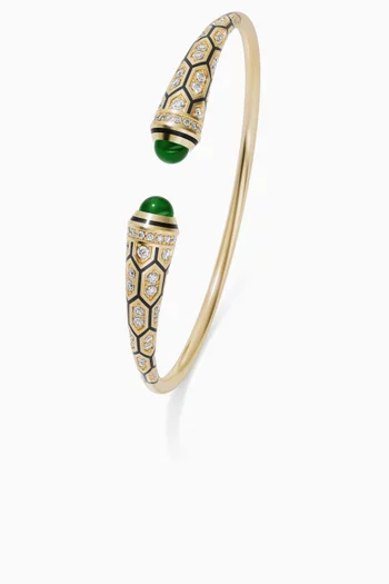 Mushabbak Emerald & Diamond Cuff Bracelet in 18kt Gold