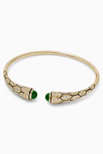 Mushabbak Emerald & Diamond Cuff Bracelet in 18kt Gold