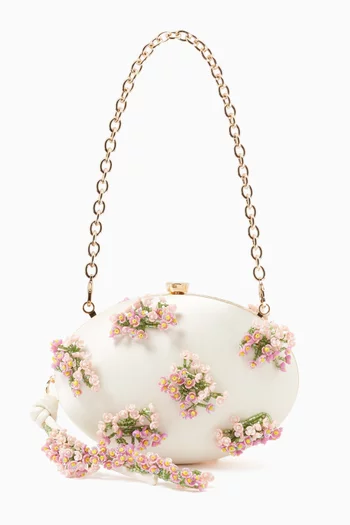 Floral Beaded Oval Clutch